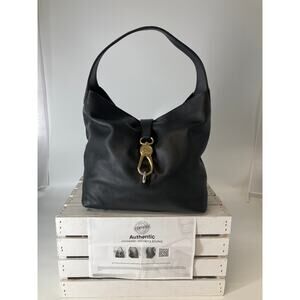 DOONEY & BOURKE LARGE BLACK PEBBLED LEATHER SHOULDER BAG